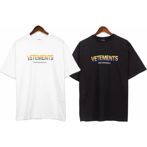 Vetements Short-sleeved Female Couple Loose Street Hip-hop Trend T-shirt Mens Cotton Round Neck Letter Print 28