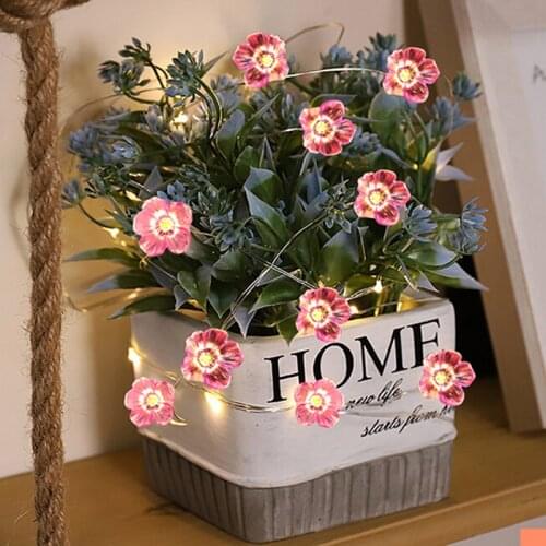 2m Battery Operated Pink Garland Night Lights for Home Wedding Christmas Party Outdoor Decors 20 LED String Lights Fairy Lights