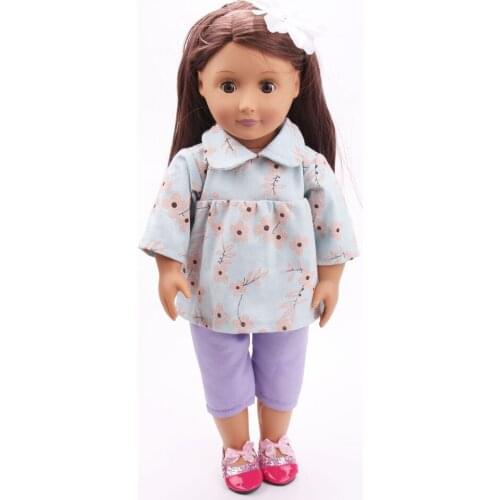 Summer New Pattern Fashion Flower Long Sleeve Two Piece Suit Fit 18 Inch American&43cm Baby New Born Doll Clothes Accessories