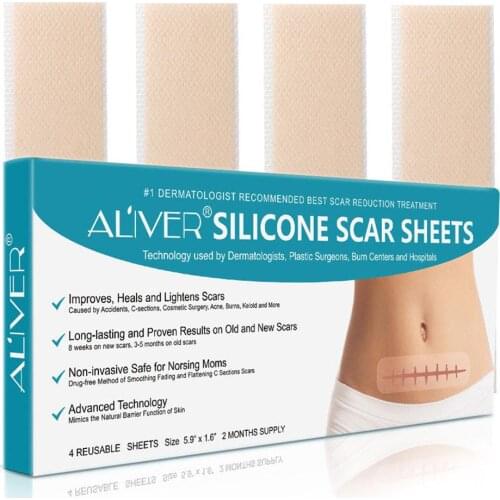 Reusable Silicone Scar Removal Patch Remove Trauma Burn Scar Sheet Skin Repair Scar Removal Therapy Patch 4pcs/box