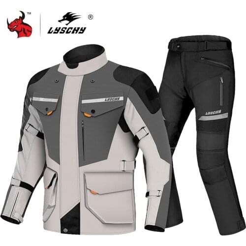 LYSCHY Motorcycle Jacket Pants Suit Cold-proof Waterproof Winter Men Motorbike Riding Moto Jacket Protective Gear Armor Clothing