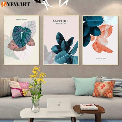 Pink Green Plant Wall Art Monstera Nordic Decoration Picture for Living Room Wall Poster Modern Canvas Painting Home Decor