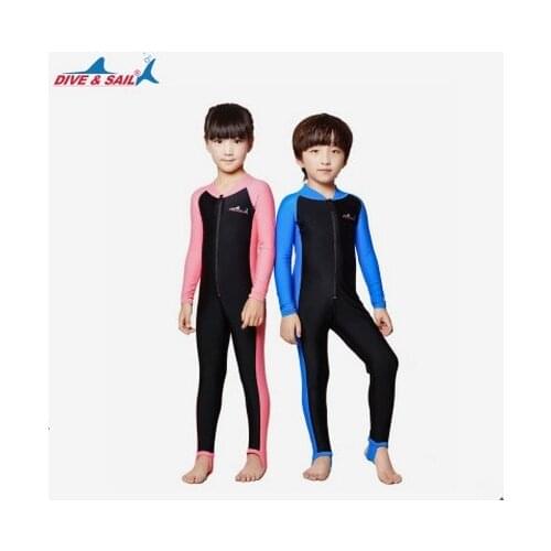 Neoprene Long Sleeves Kids Wetsuits Diving Suits for Boys/Girls Children Rash Guards One Pieces Surfing Swim Snorkeling Swimwear