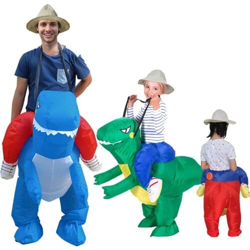 2021 New Riding Inflatable Dinosaur for Kids Adult Children Fancy Dress Green Cute Dino Blow Up Suits