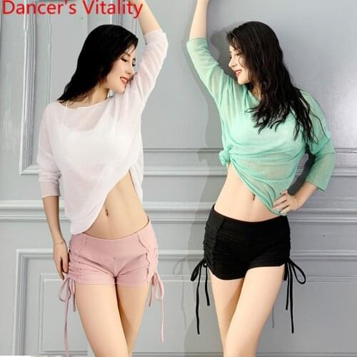 Belly Dance Practice Clothes 2019 New Summer Sheer Sexy Cotton Shorts Train Outfits Set Oriental Indian Dancing Group Garments