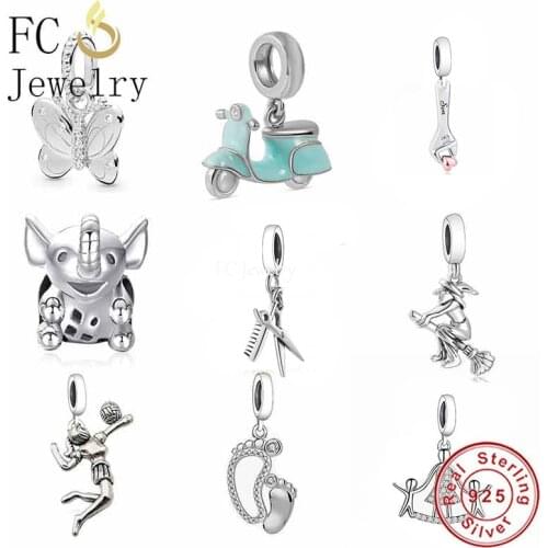 FC Jewelry Fit Original Charm Bracelet 925 Sterling Silver Friends Yellow Enamel Door Bell Bead For Making Women Berloque 2021