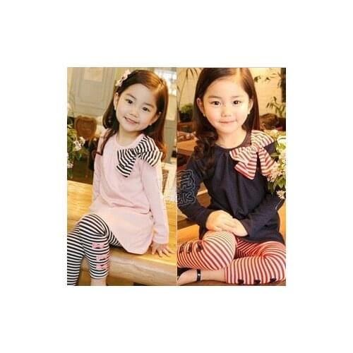 2020 autumn big bow girls clothing baby child basic set