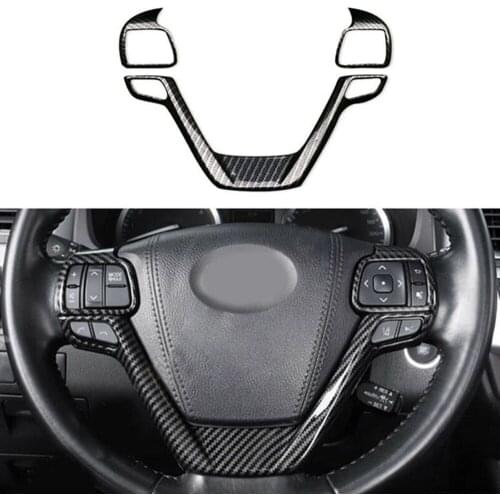 1Set Carbon Fiber Style Steering Wheel Frame Trim Cover For Toyota Highlander Steering Wheel Decoration 2015 - 2020