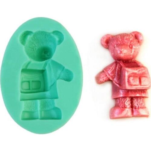 Teddy Bear with Bag Silicone Resin Mold Cake Mold Polymer Clay Silicone Cake Mold Baking Mould Fondant Aroma Stone Moulds PRZY