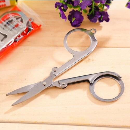 Portable Folding Stainless Steel Scissors Mini Folded Scissors for Travel Home Sewing Stitching LX9213