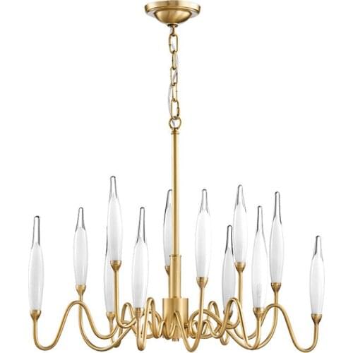 Post-modern minimalist crystal chandelier fashion luxury copper living room light Nordic design model room hotel club lamps