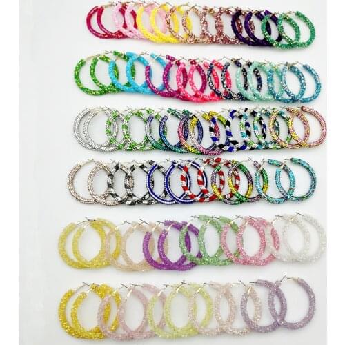 2021 New Big Round Hoop Earring Lovely Rainbow Boho Classic Charming Crystal Statement Earrings For Women Party Jewelry Gift