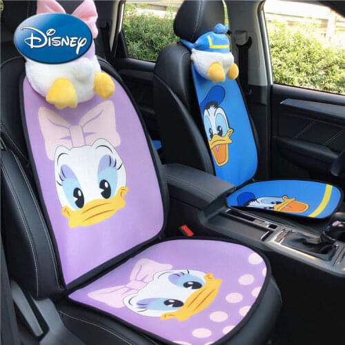 Disney Donald Duck Daisi Cute Car Headrest Creative Breathable Linen Car Seat Cushion Universal Neck Pillow