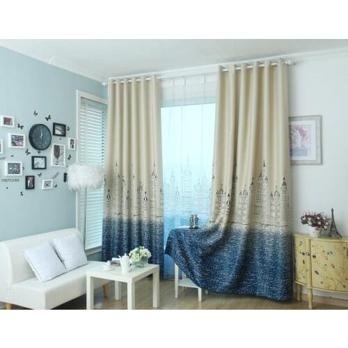 Blue Castle Printed Full Shade Curtains for Living Dining Room Bedroom