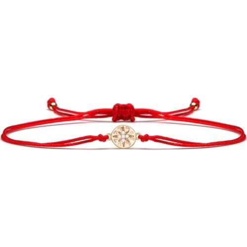White Cubic Zirconia Brass Mini Star Image Round Charm Bracelet For Women 2020 New Arrival Good Luck CZ Red String Jewelry Gift