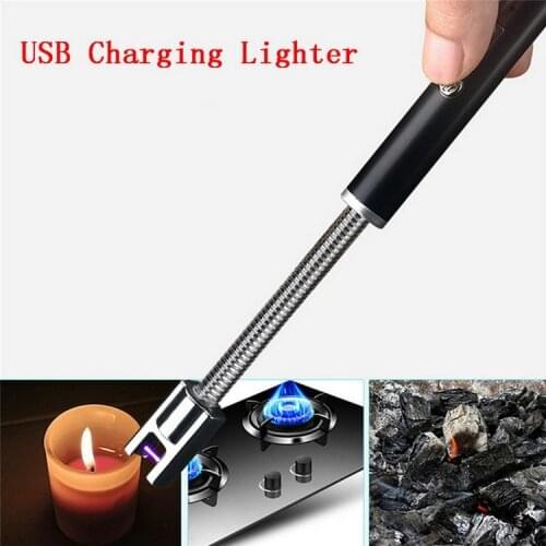 Creative Bendable Arc Lighter for Outdoor BBQ Windproof Flameless Electronic 360 Degree Lighter USB Charging Cigarette Lighter