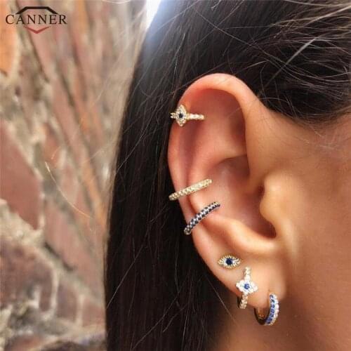 CANNER Punk Small Hoop Earrings for Women 925 Sterling Silver Circle Earrings 2020 Eye Earings Gold Color Jewelry Gifts H40