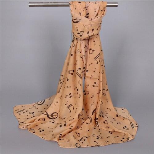 1PC Women Lady Elastic Beautiful Scarves Musical Note Chiffon Neck Scarf Shawl Muffler Scarves Fabulous 160*50cm