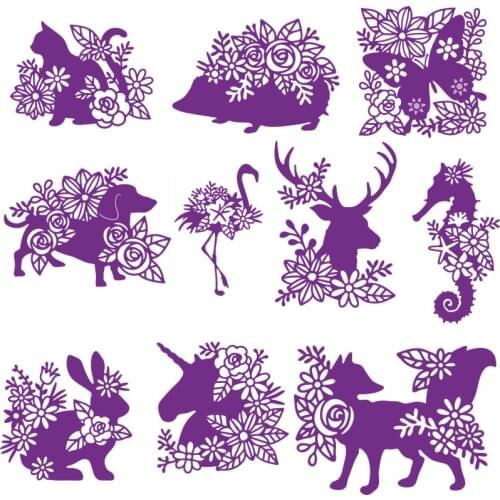 10 types Cute Animal flowers Metal Cutting Dies Stencil DIY Scrapbooking Photo Album Embossing For Gift Card Making Handcraft