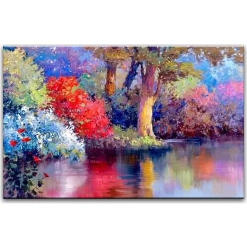 100% hand painted oil painting Home decoration high quality landscape knife painting pictures DM16072116