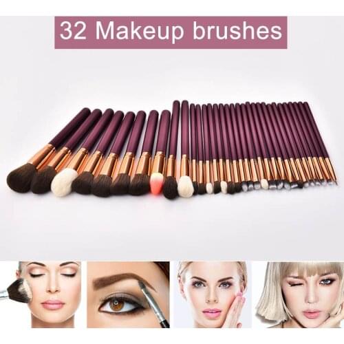 32pcs Makeup Brushes Set Purplish Red Handle Eye Shadow Blusher Powder Tools Kit набор кистей для макияж