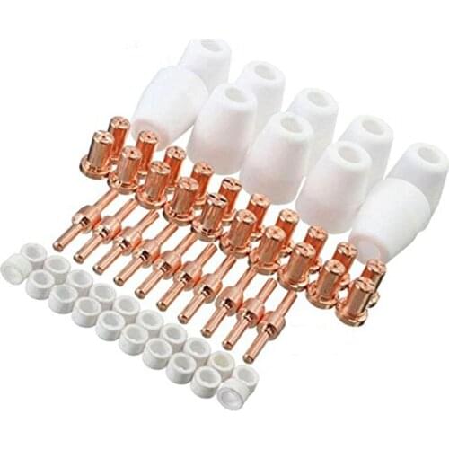 60 Pcs/Set Ceramic + red copper Air Plasma Cutting Cutter Consumables Extended TIP Nozzles Electrode for PT31 LG40 Torch CUT-50D