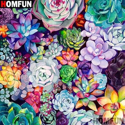 HOMFUN Full Square/Round Drill 5D DIY Diamond Painting "succulent plants" 3D Embroidery Cross Stitch 5D Home Decor A30045