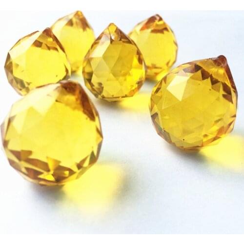 Free Rings )260pcs 20mm Gold Faceted Crystal Chandelier balls Parts Lighting Suncatcher prism pendants wedding,party decoration