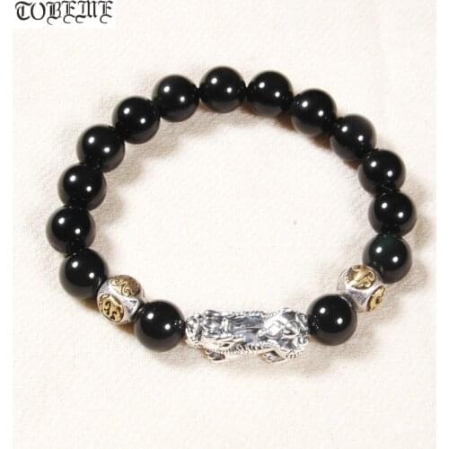 925 Silver Pixiu Beads Bracelet Lucky Beasts Beaded Bracelet Fengshui Wealth Pixiu Good Luck Bracelet