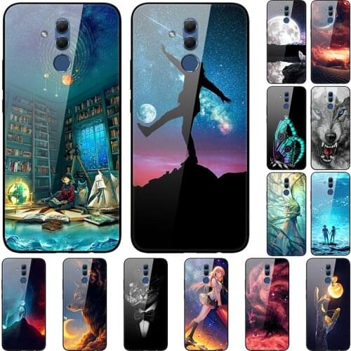Case For Huawei Maimang 7 Back Phone Cover Black Silicone Bumper With Tempered Glass