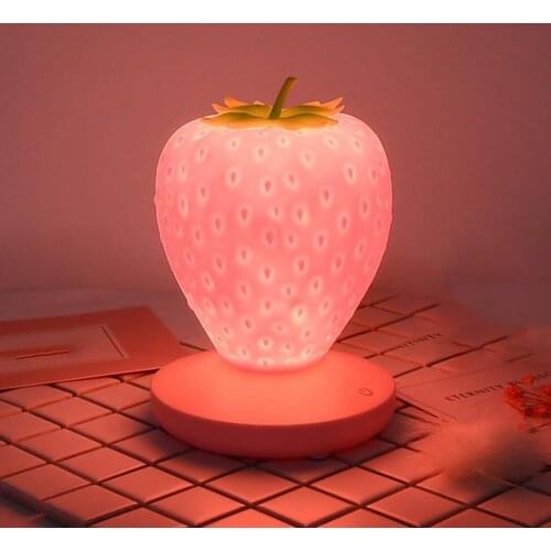 Home Silicone Night Lamp Creative LED Eye Protection Strawberry Night Light Bedside Bedroom Decoration Atmosphere Lamp