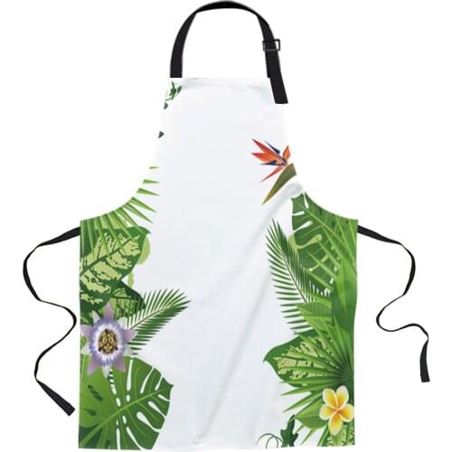 Green Leaves Banana Tropical Jungle Plant Kitchen Nail Shop Apron for Women Men Kids Aprons Dinner Cooking Baking Accessories