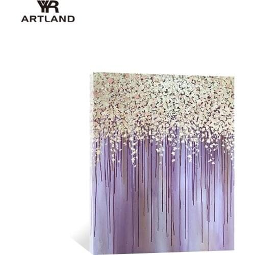 Hot sale modern handmade oil paintings for living room wall bedroom home decoration Abstarct Purple gold foil picture no framed