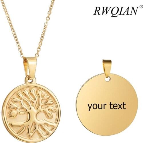 Tree of Life Personalized Necklace Custom Stainless Steel Pendant Name Necklaces for Women Men Chain Choker Wedding DIY Jewelry