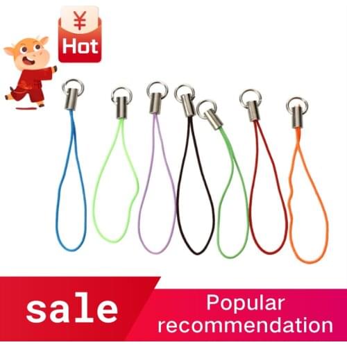Hot 3C-100 Assorted Coloured Mobile Phone Strap String with 7mm Jump Rings --- Black / White / Pink / Dark purple / Light purple