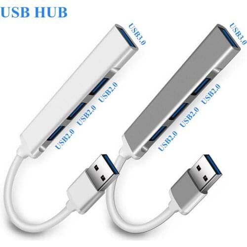 Mini USB3.0 HUB Aluminum Ultra Slim Data USB2.0 HUB 4 Ports for PC Laptop Flash Drive MAC Computer