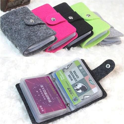 Fashion Wool Felt Function 24 Bits Card Case Business Card Holder Men Women Credit Passport Card Bag ID Passport Card Wallet