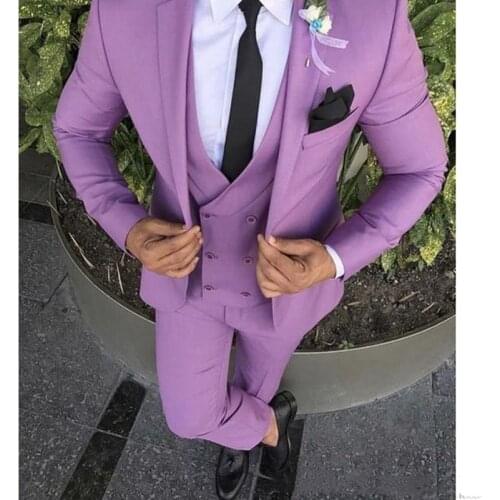 2019 Casual 3 Pieces Prom Wedding Suits For Men Groom Tuxedos One Button Notch Lapel Groomsmen Best Man Suit Wedding Mens Suits