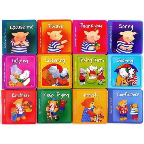 12 books/set,A Case of Good Manners,Childrens good habits of polite behavior character book,english picture color books
