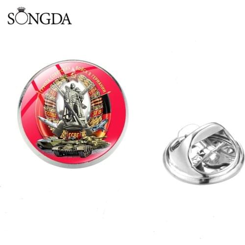 New Arrival CCCP Army Bear Funny Brooch Trendy Women Eagle Picture Glass Cabochon Brooch Pin Women Men Fashion Jewelry