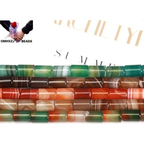 OMH Wholesale JD239 8*12mm Natural Jewelry DIY Making Bracelet Necklace Natural AAA Peacock Agate Loose Spacer Cylinder Beads