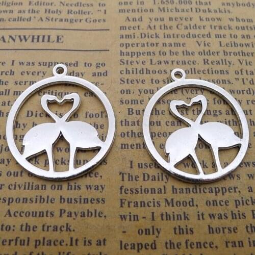 Newest 10Pieces 27*30mm Mixed Alloy Antique Silver Color Red-crowned Crane Charms Round Pendant Accessory For DIY Jewelry Making