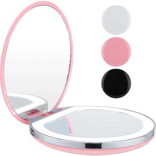 Portable LED Makeup Mirror 3 Dimmable Touch Brightness Cosmetic Mirror Light Mini Round Vanity Mirrors USB Rechargeable espejo