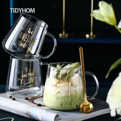 450ml Clear Glass Coffee Cup Simple Light Luxury With Spoon Handle Drink Glass Beer Glass Promise Juice Glass Wine Glass