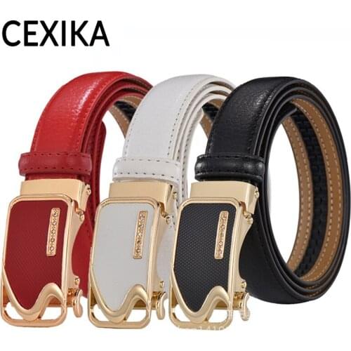 Fashion Women Belts for Dress Jeans Automatic Buckle Strap Luxury Women Waistband Brand Designer Genuine Leather Cowskin Belt
