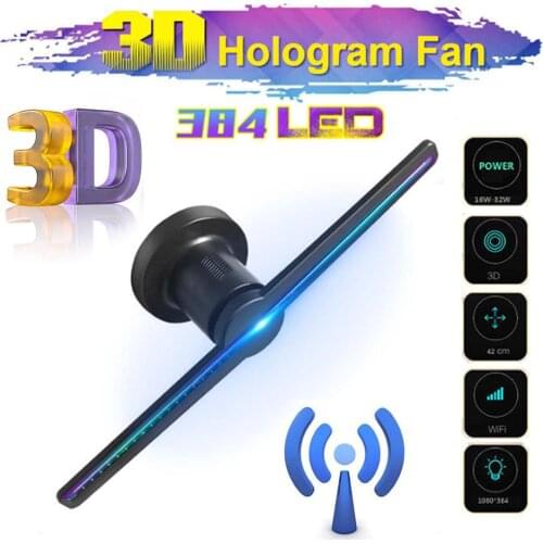 3D fan Hologram Projector Light Advertising Display 384 LED Fan Holographic Imaging Lamp 3D Wifi Remote Hologram Player