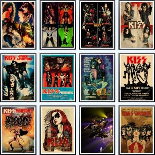 Heavy metal Kiss Rock band Kraft paper Posters music team star classic decorative painting poster wall sticker