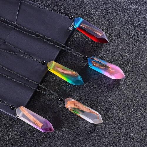 Handmade High Quatily Vintage Wood Resin Necklace For Men Women Woven Rope Chain Amulet Necklaces Jewelry Luck Gifts Wholesale