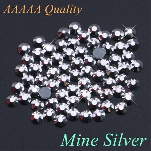 Top Quality! Mine Silver Hotfix Rhinestones SS6 SS10 SS16 SS20 SS30 Flatback Diamond Hot Fix Strass Crystals With Glue