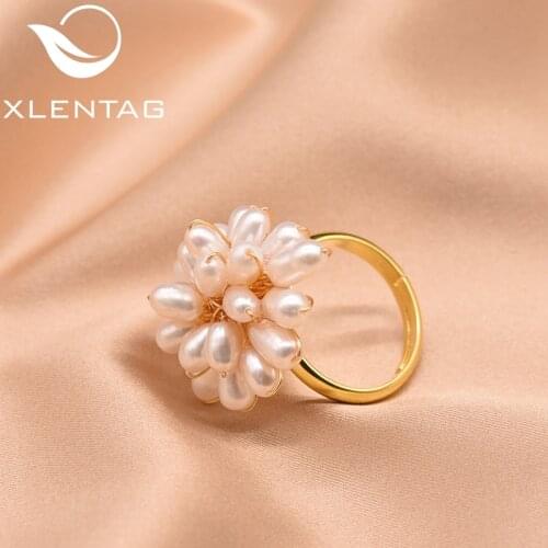 XlentAg 925 Sterling Silver Natural Fresh Water White Pearl Heart Shape Ring For Women Wedding Fine Jewelry bijoux femme GR0235B